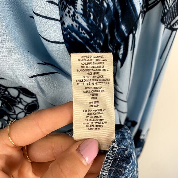 Free People Birds Of A Feather Top Blue Medium - Picture 6 of 7